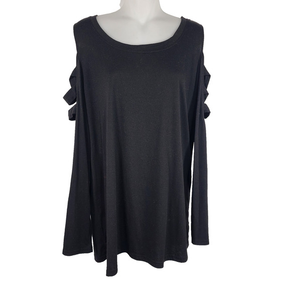 Leo Rosi Tops - Leo Rosi Women's Gray Open Shoulder Long Sleeve Knit Top Size XL Casual Cutout